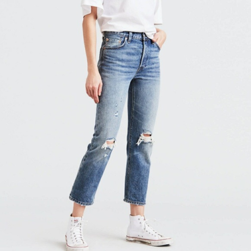 Levi's 501 Wedgie Cropped Selvedge Jeans Big E - Picture 1 of 8